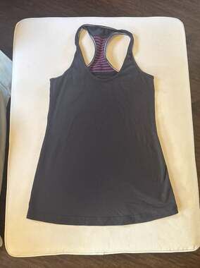 Lululemon Cool Racerback Tank Top Coal Purple Ruffle Back